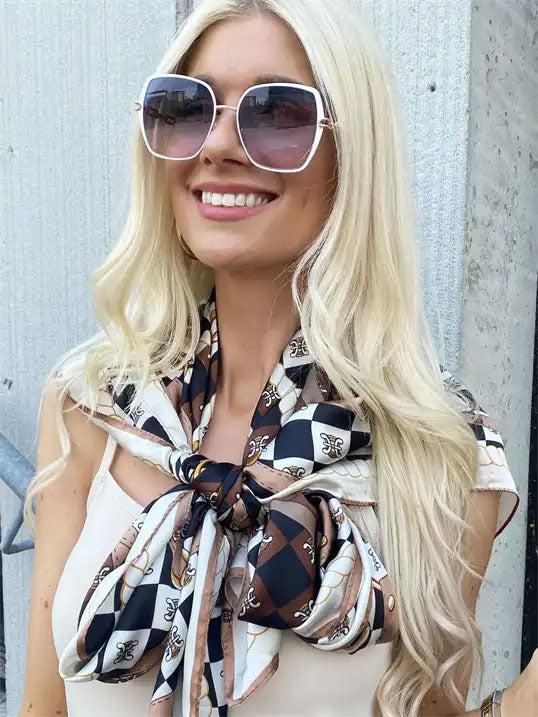 Janina - Mønstret tørklæde i silke